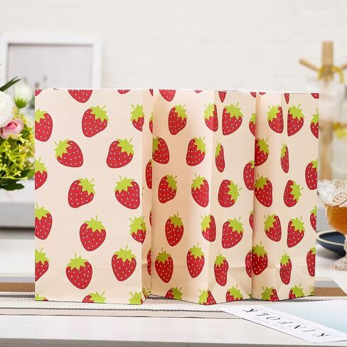 Ysmile Strawberry Favor Bag Bag Bag حقيبة هدية صغيرة من الورق الديكور عيد ميلاد للطفل 24 CT in Kuwait