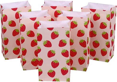 Ysmile Strawberry Favor Bag Bag Bag حقيبة هدية صغيرة من الورق الديكور عيد ميلاد للطفل 24 CT in Kuwait