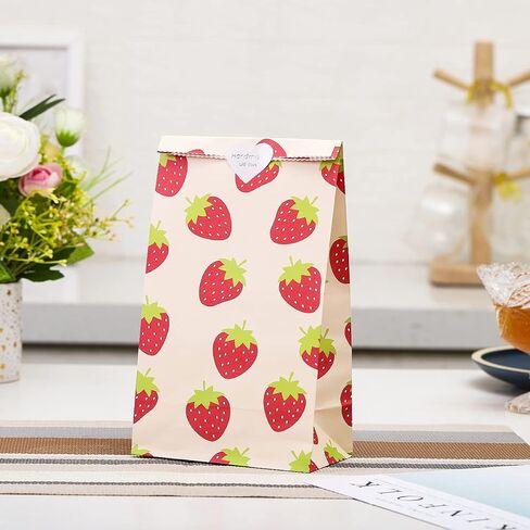 Ysmile Strawberry Favor Bag Bag Bag حقيبة هدية صغيرة من الورق الديكور عيد ميلاد للطفل 24 CT in Kuwait