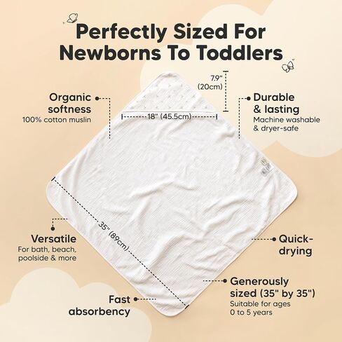 KeaBabies Muslin Baby Towel with Hood for Girls, Boys, Organic 100% Cotton Hooded Baby Towels for Newborns, Toddlers, Infant, Kids,Soft Absorbent Large Baby Bath Towels,Baby Essentials Set (Whale Bay) in Saudi Arabia