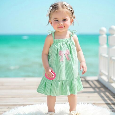 فستان بيسبول فتيات بيسبول فستان طفل سيكرسكر فستان بلا أكيام in Kuwait