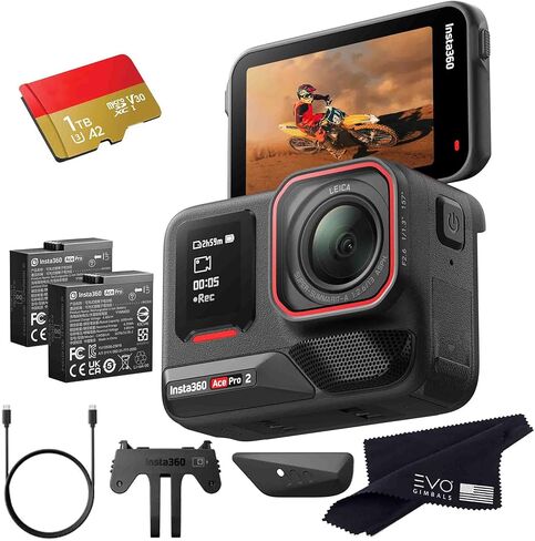 Insta360 Ace Pro 2 Flash Print Bundle 512GB- 8K Waterproof Action Camera Co-Engineered with Leica, 1/1.3" Sensor, Dual AI Chip, Leading Low Light, Xplorer Grip Pro Kit for Street Photography in Kuwait