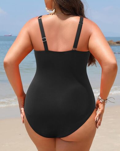 Aqua Eve Plus Size One Piece Swimsuit One Shoulder Bathing Suit Tummy Control Keyhole Swimwear in Kuwait
