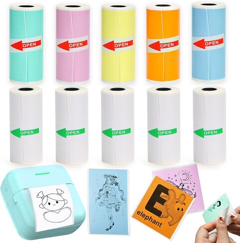 10 Rolls Mini Printer Sticker Paper Refill for Most Mini Thermal Printers, 57 x 25mm for T02/M02 Thermal Sticker Paper Rolls for Study Notes Photos Journals Memo Lists in Kuwait