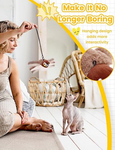 Flapping Bird Cat Toy, No Flying, Chirping Bird Cat Toy Flapping Wings, Interactive Toy for Kitten or Small Dogs, Touch Activated, Rechargeable (Bird*1) in Saudi Arabia
