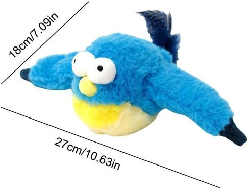 Flapping Bird Cat Toy, No Flying, Chirping Bird Cat Toy Flapping Wings, Interactive Toy for Kitten or Small Dogs, Touch Activated, Rechargeable (Bird*1) in Kuwait