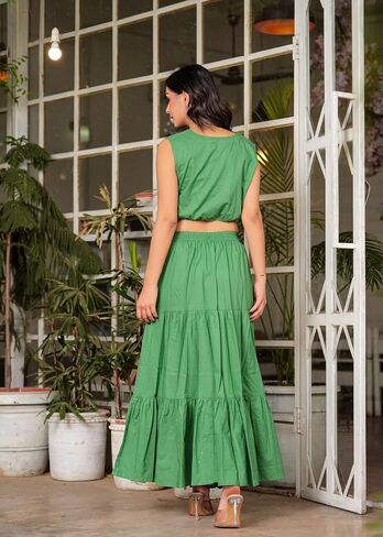 Women's Elastic High Waist A Line Ruffle Solid Long Maxi Skirt for Women in Saudi Arabia