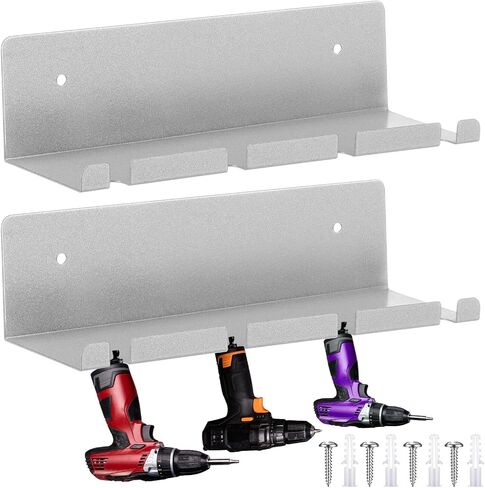2 Pcs Air Tool Holder Pneumatic Rack Air Tool Metal Hanger Air Tool Storage Rack Air Tool Holder Organizer for Enclosed Trailer Garage Shop Garage, Holds up to 10 Air Tools, Silver in Saudi Arabia