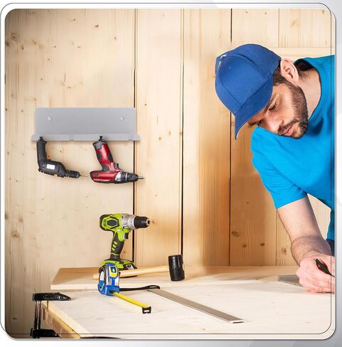 2 Pcs Air Tool Holder Pneumatic Rack Air Tool Metal Hanger Air Tool Storage Rack Air Tool Holder Organizer for Enclosed Trailer Garage Shop Garage, Holds up to 10 Air Tools, Silver in Saudi Arabia