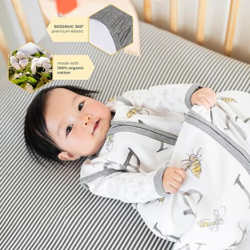 Burt's Bees Baby Essential Organic Cotton Fitted Crib Sheet, Breathable for Boy Girl Standard Crib & Toddler Mattresses in Kuwait
