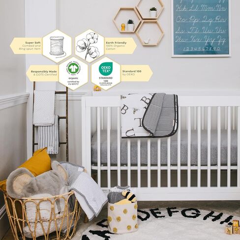 Burt's Bees Baby Essential Organic Cotton Fitted Crib Sheet, Breathable for Boy Girl Standard Crib & Toddler Mattresses in Saudi Arabia