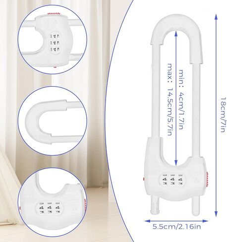 ترقية 4 حزم أقفال خزانة انزلاق ، مراجعة للأطفال على شكل U. in Kuwait