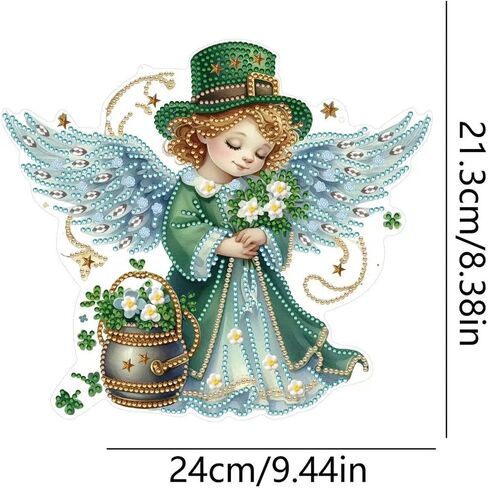 DIY Diamond Pendant Ornament St. Patrick's Day Clover Angel Special Shaped Crystal Diamond Art Painting Hanging Single Sided for Home Garden Wall Door Decor in Saudi Arabia