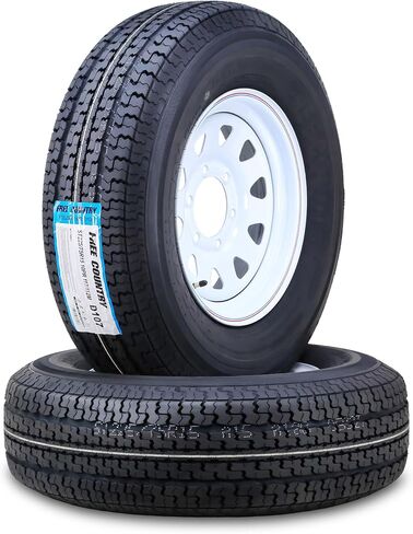 مجموعة عجلات إطارات مقطورة Free Country ST235/80R16 10 طبقات E 123L 8 عروة على حافة PCD بيضاء مقاس 6.5 بوصة، مجموعة 2 in Kuwait