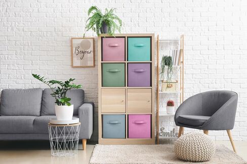Sorbus 11 Inch Fabric Storage Cubes - Sturdy Collapsible Storage Bins & Handle - 6 Foldable Baskets for Organizing Clothes, Toys, Books - Multi Colored Storage Baskets for Shelves, Kids Room, Closets in Saudi Arabia