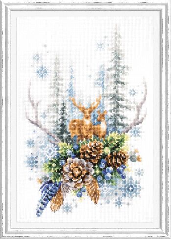 Wizardi Counted Cross-Stitch Kit Winter Forest Spirit 200-017 Magic Needle in Saudi Arabia