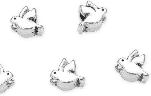 40pcs Cute Dove Bird Symbol of Peace Hope Large Hole Animal Loose Beads (4.5mm Hole) Antique Silver Metal Spacer for DIY Craft Jewelry Making MEC-A2 in Saudi Arabia