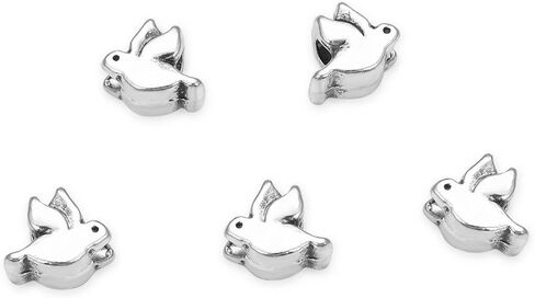 40pcs Cute Dove Bird Symbol of Peace Hope Large Hole Animal Loose Beads (4.5mm Hole) Antique Silver Metal Spacer for DIY Craft Jewelry Making MEC-A2 in Saudi Arabia