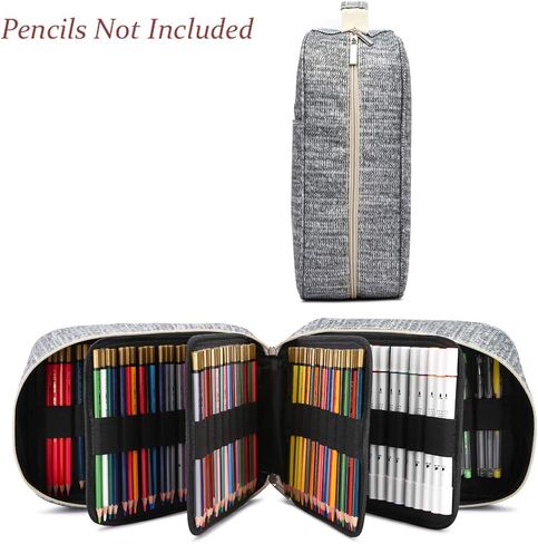 YOUNGCOL Colored Pencil Case Holder - Hold 250 Pencils or 170 Gel Pens with Zipper Closure Pen Storage,Gray in Saudi Arabia
