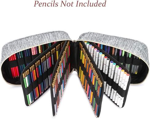 YOUNGCOL Colored Pencil Case Holder - Hold 250 Pencils or 170 Gel Pens with Zipper Closure Pen Storage,Gray in Saudi Arabia