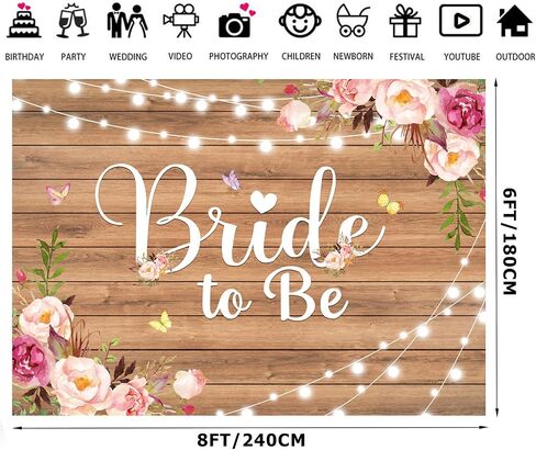 7x5ft Bride to Be Backdrop Bridal Shower Backdrop Wedding Shower Decorations Background Bride to Be Banners F201 in Kuwait