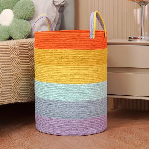 85L Oversize Woven Laundry Basket with Handles,Collapsible Cotton Rope Laundry Hamper,Wicker Clothes Hamper Laundry Bin Storage Basket for Blanket Pink in Saudi Arabia