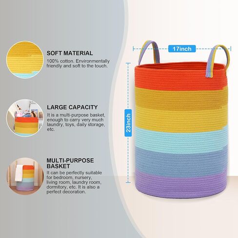85L Oversize Woven Laundry Basket with Handles,Collapsible Cotton Rope Laundry Hamper,Wicker Clothes Hamper Laundry Bin Storage Basket for Blanket Pink in Saudi Arabia