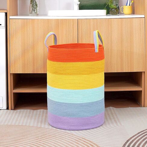85L Oversize Woven Laundry Basket with Handles,Collapsible Cotton Rope Laundry Hamper,Wicker Clothes Hamper Laundry Bin Storage Basket for Blanket Pink in Saudi Arabia