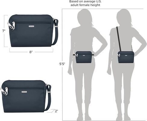 Travelon Women's Classic Convertible Crossbody & Waist Pack, Black, 8 x 7 x 2 in Kuwait