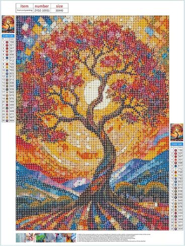 Skyboda Diamond Painting Kits for Adults, DIY Life of Tree Diamond Art Kits Full Round Drill Gem Art Diamond Crafts for Home Wall Art Decor 12×16inch in Saudi Arabia