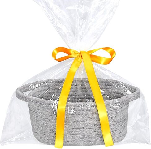 ABenkle Small Storage Basket, Mini Basket, Cute Tiny Cotton Rope Woven Basket, Boho Decorative Toy Dog Cat Basket for Nursery, Spa, Empty Gift Basket with Gift Bags and Ribbon - White in Saudi Arabia