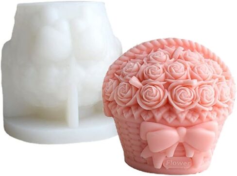 نغمة المرح عيد الحب زفاف 3D روز السلة قوالب السيليكون لصنع الشموع والراتنج والشموع العطرية والصابون الشمع المصنوع يدويًا ، ديكور المنزل ، الحرف (أ) in Kuwait