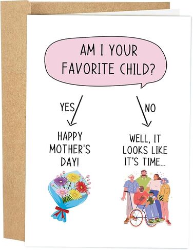 Favorite Child Mother's Day Card for Mom Grandma, Mothers Day Card from Child, Hilarious Mother's Day Card, Am I Your Favorite Child Card in Kuwait