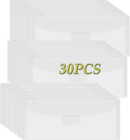 Baofali 30 PCS 9.4x3.9 بوصة طوابع وممولة تخزين جيوب قابلة للاستمتاع بأكياس ختم بلاستيكية واضحة التخزين لتخزين مموت الحرف اليدوية لبطاقة الورق DIY. in Kuwait