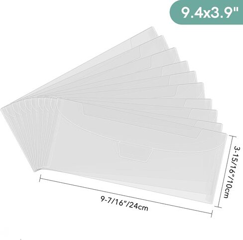 Baofali 30 PCS 9.4x3.9 بوصة طوابع وممولة تخزين جيوب قابلة للاستمتاع بأكياس ختم بلاستيكية واضحة التخزين لتخزين مموت الحرف اليدوية لبطاقة الورق DIY. in Kuwait