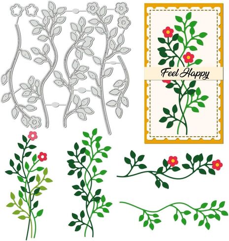 UNICRAFTALE 9Pc Nature Plants Theme Cutting Dies Metal Flowers Leaves Tree Template Stainless Steel Reusable Cutting Dies Drawing Stencils Tool for Stencil Bookmark Dot Journal Stencil in Kuwait