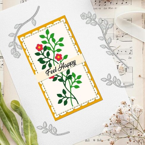 UNICRAFTALE 9Pc Nature Plants Theme Cutting Dies Metal Flowers Leaves Tree Template Stainless Steel Reusable Cutting Dies Drawing Stencils Tool for Stencil Bookmark Dot Journal Stencil in Kuwait