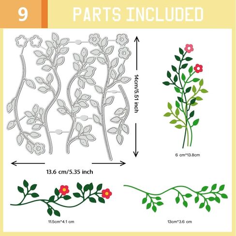 UNICRAFTALE 9Pc Nature Plants Theme Cutting Dies Metal Flowers Leaves Tree Template Stainless Steel Reusable Cutting Dies Drawing Stencils Tool for Stencil Bookmark Dot Journal Stencil in Kuwait