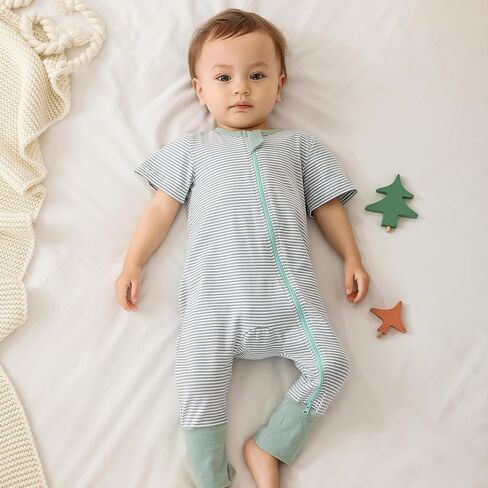 مجموعة من قطعتين من ملابس الأطفال الصغار بسحاب من القطن بأكمام قصيرة وسحاب في اتجاهين وقطعة واحدة in Kuwait