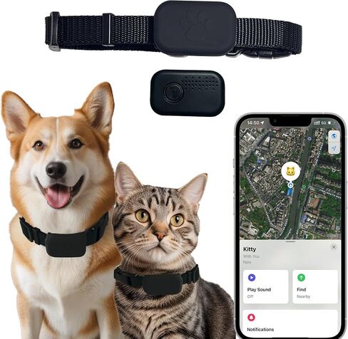 Dog Tracker Cat Tracker, Waterproof Tracker for Pet Only iOS,Pet Anti-Lost Device Location Tracking Collar, Works Worldwide with Any Collar, No Other Fees, Find My Tracker (Black) in Saudi Arabia