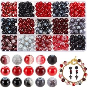 PH PandaHall 300pcs 6 Colors Blue Green Series Glass Beads, 6mm Glass Pearls Bracelet Making Kit Painted Round Spacer Beads for Jewelry Making Necklaces Bracelets DIY Crafts Supplies