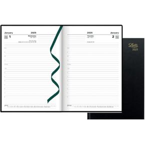 Letts of London Standard Daily Planner 2025 ، طولها 8.25 بوصة ، الأسود والمكاتب والمدرسة اللوازم