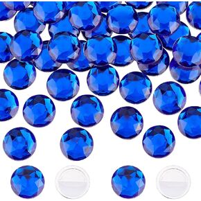 Fingerinspire 50pcs 25mm مسطح الظهر مستديرًا للاكريليك راينستون الأزرق ذاتيًا مستديرًا مستديرًا من الجواهر البلاستيكية الكبيرة على الجوهرة المجوهر