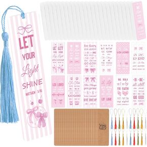 Haooryx Boho Christian Bible Diy Bookmark- 96pcs الكتاب المقدس الآية DIY إشارة مرجعية UV DTF TRANSFICER FARLY ACRYLIC TASSEL RECTRANGER ACRYLAC BOOK علامات للأطفال DIY KITTS TAGS GIFT SATS