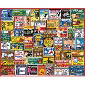 White Mountain America's Firsts Puzzle 1000 قطعة أمريكا الألغاز Jigsaw للبالغين