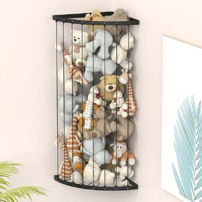 Corner Stuffed Animal Storage Organizer, Plush Toy Organizer Kids Stuffed Animal Holder with Length Adjustable Wall Plush Storage for Kids Room Stuffed Animal Hammock Corner for Nursery Playroom