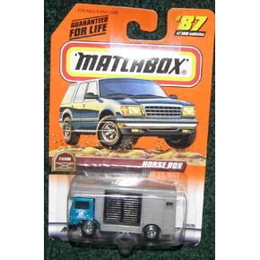 Matchbox 1999 #87 Farm Series Teal & Gray Horse Box Truck (Horse in Back) by Matchbox