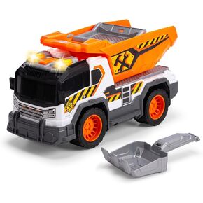 Dickie City Heroes Work 30 cm Dump Truck with Light and Sound, Flip-Over Loading Platform with Sand Sieve and Removable Shovel from 3 Years (203306025)