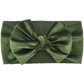 Baby Girls Bow Headbands, Stretchy Velvet Hair Bows Headbands Solid Color Wide Turban Knotted Big Bow Elastic Hairbands Headwraps Hair Accessories in Kuwait