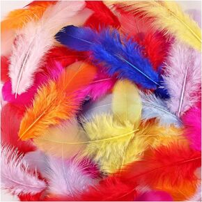 100 قطعة من ريش مارابو التركي الملون من FeelfunFeather مقاس 4-6 بوصة من الريش الطبيعي المنفوش الملون من أجل زخرفة هامشية يدوية الصنع لديكور المنزل وحفلات الزفاف